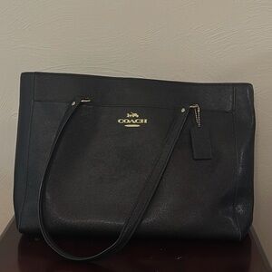 Coach Black Leather Addison Tote with Gold Accents